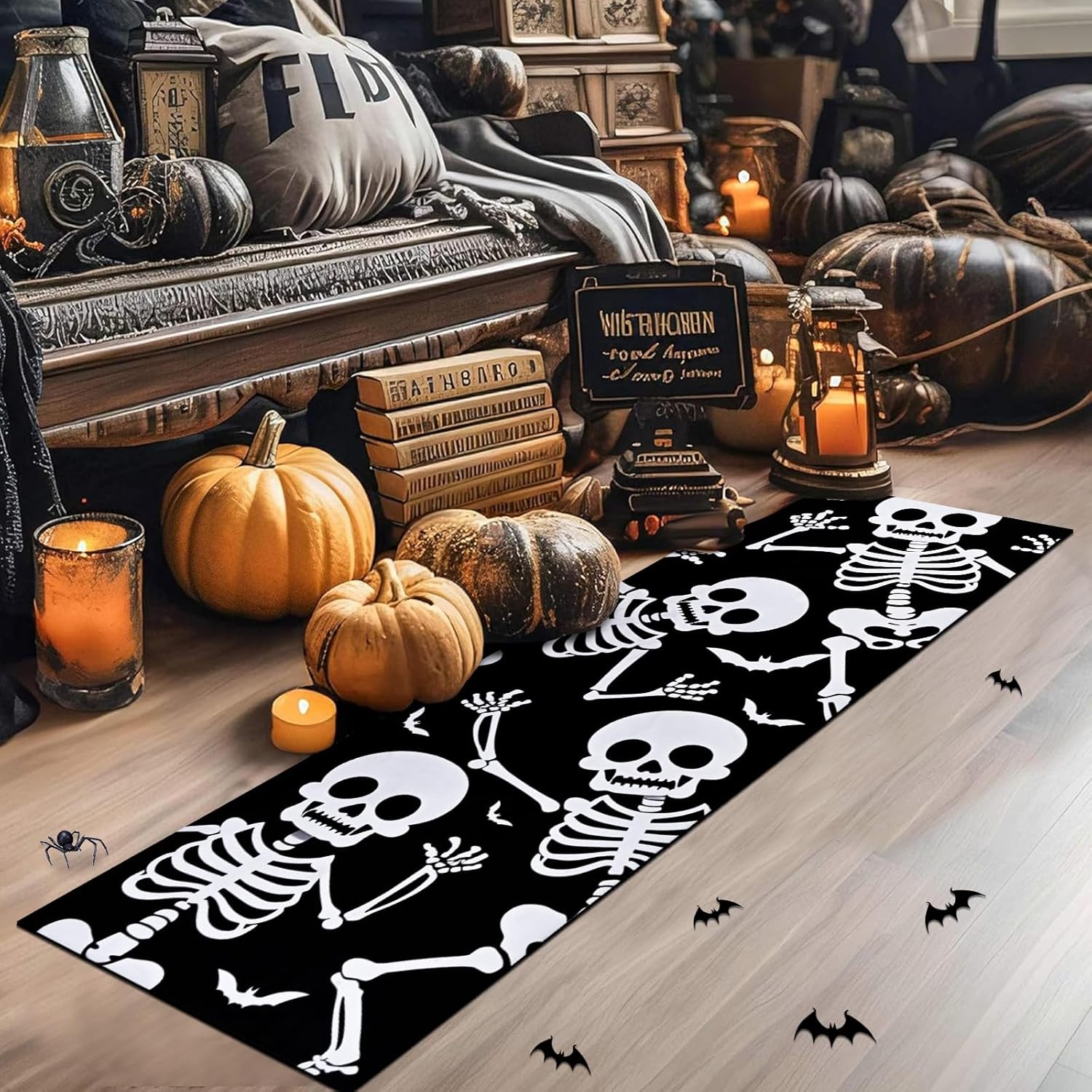 Likiyol Halloween Runner Rug with Skeleton Design