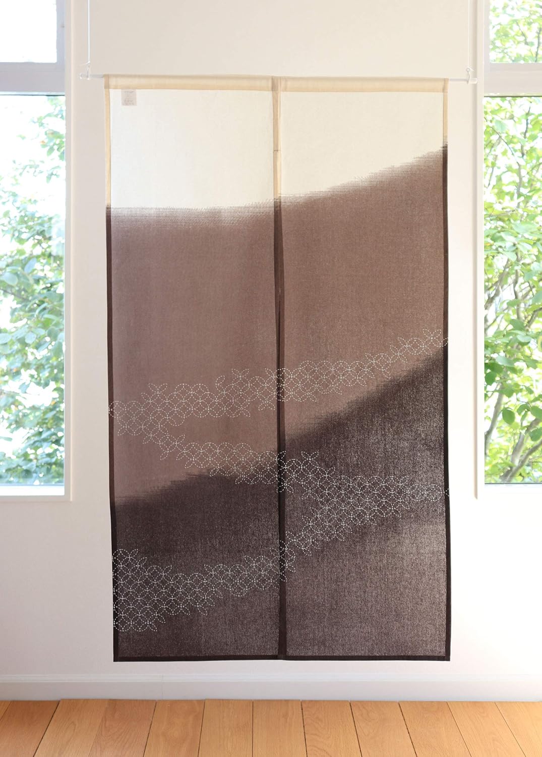 SunnyDayFabric Dooryway Curtain W335 x L59 Tapestry Japanese Noren Blur Brown