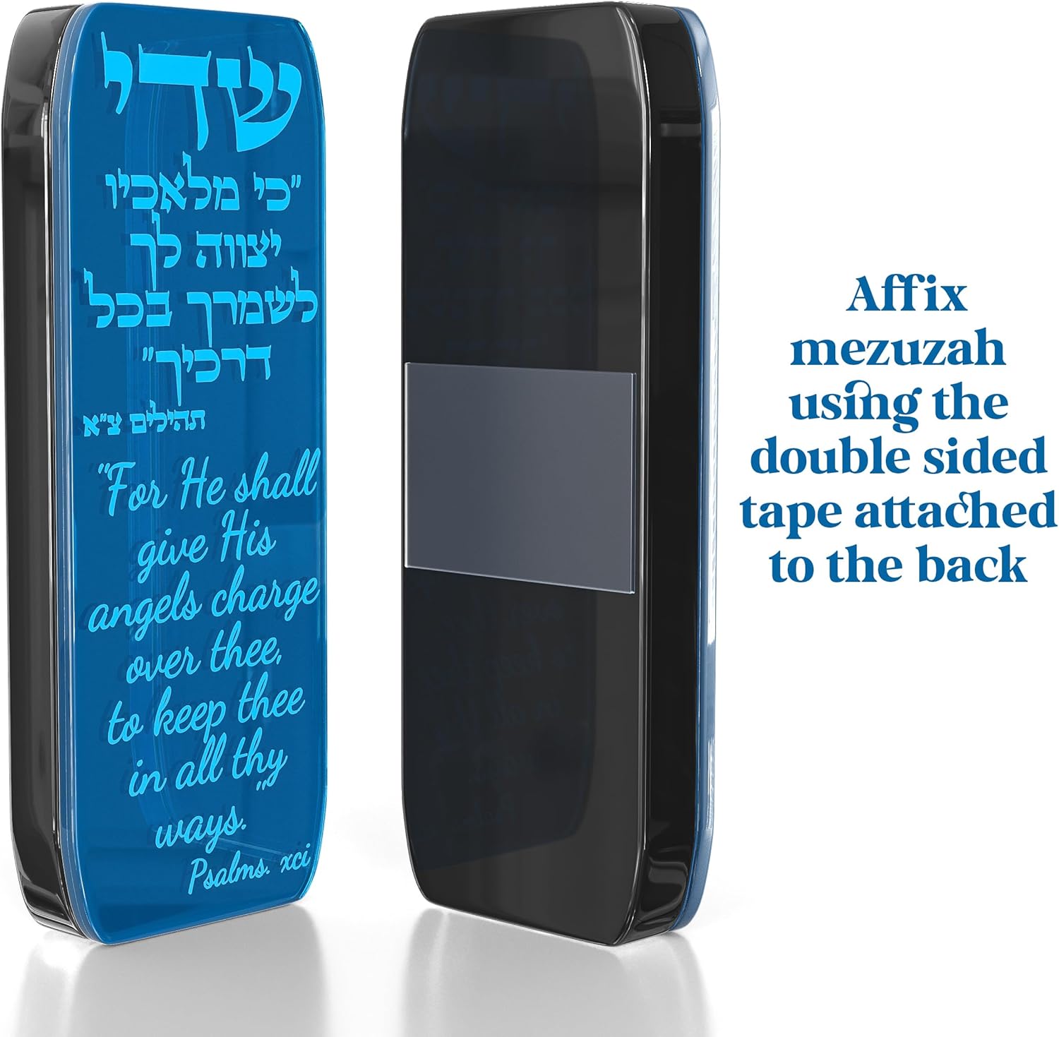 Car Mezuzah with Travelers Prayer and Sky Blue Design