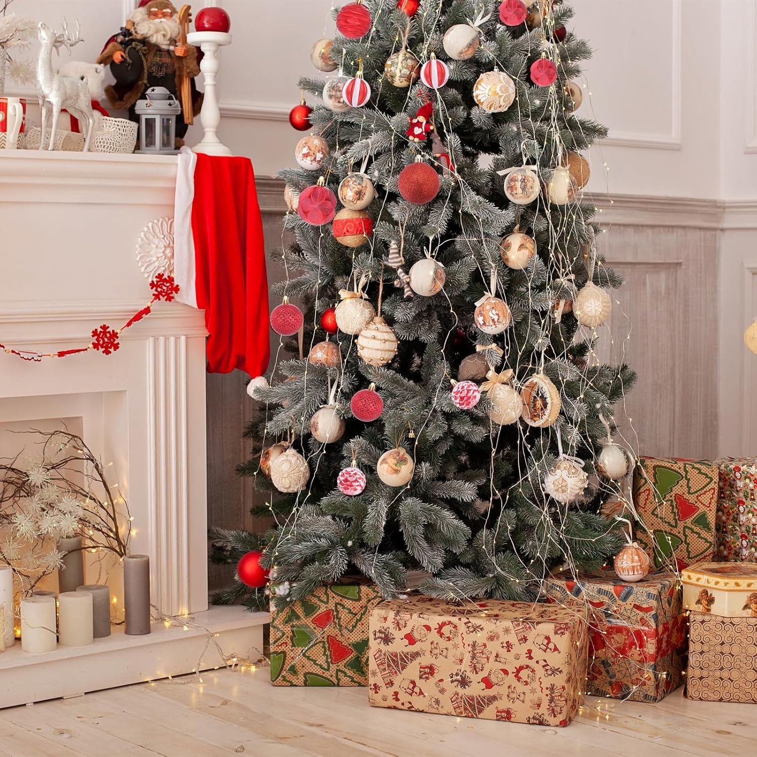 MECCANIXITY 24 Pcs Brown Christmas Tree Balls
