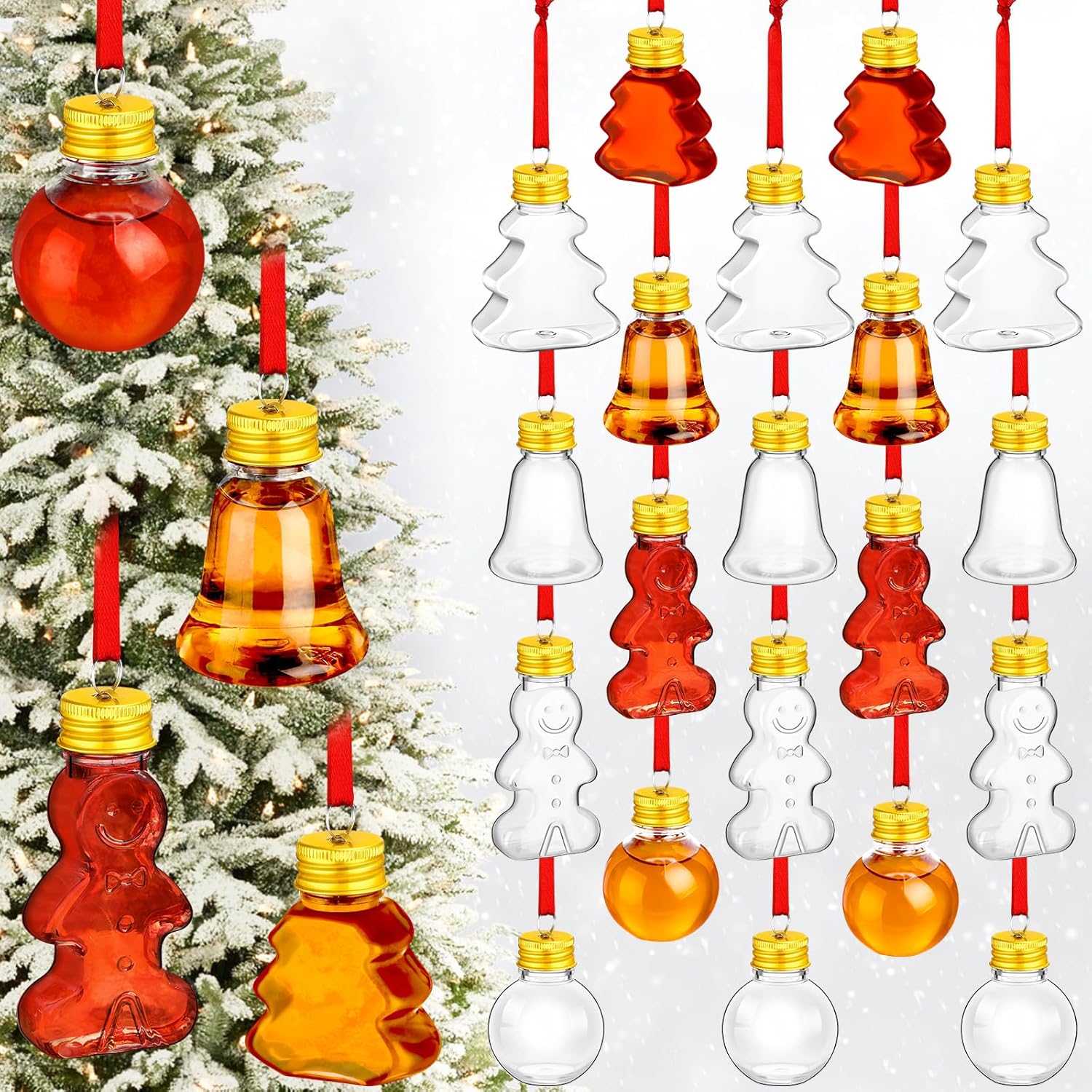 Patelai 24 Pcs Christmas Booze Balls Clear Shot Glasses Hanging Ornaments