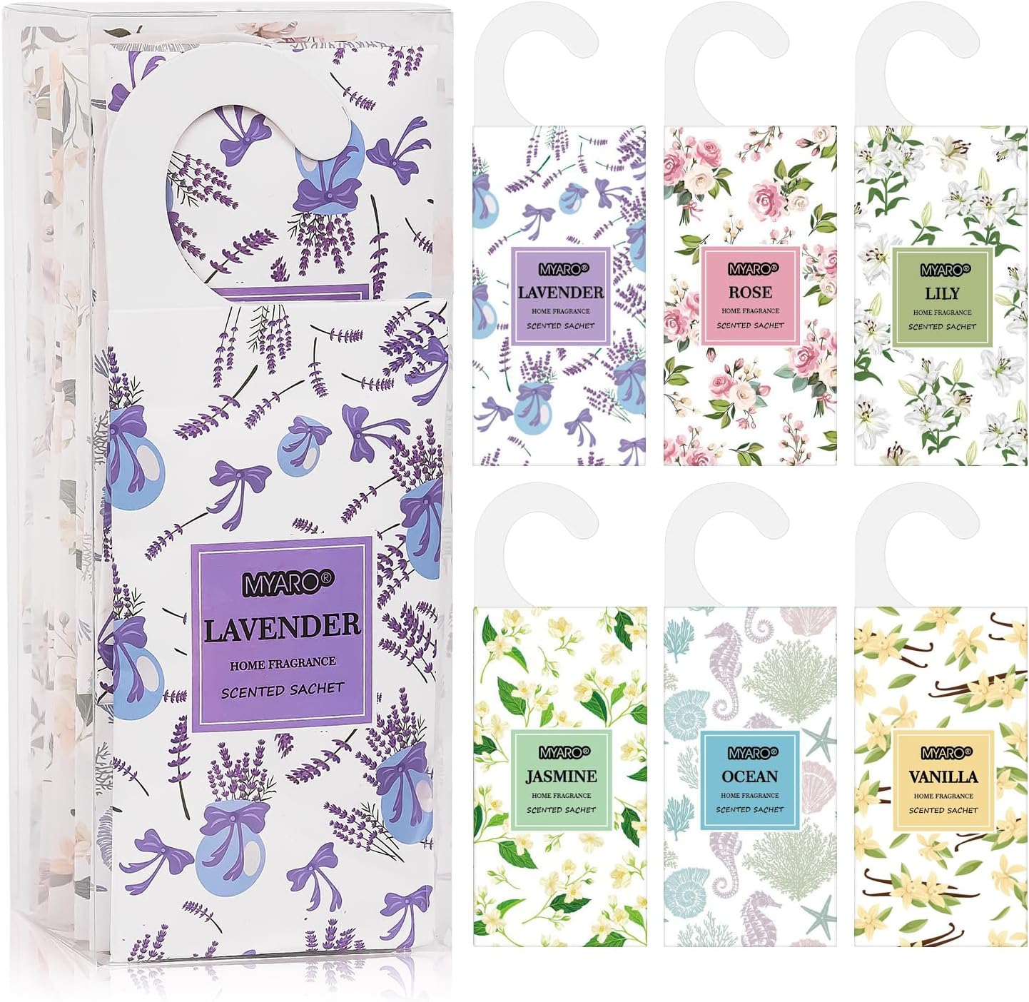 MYARO 12 Pack Scented Sachets for Drawers Closets