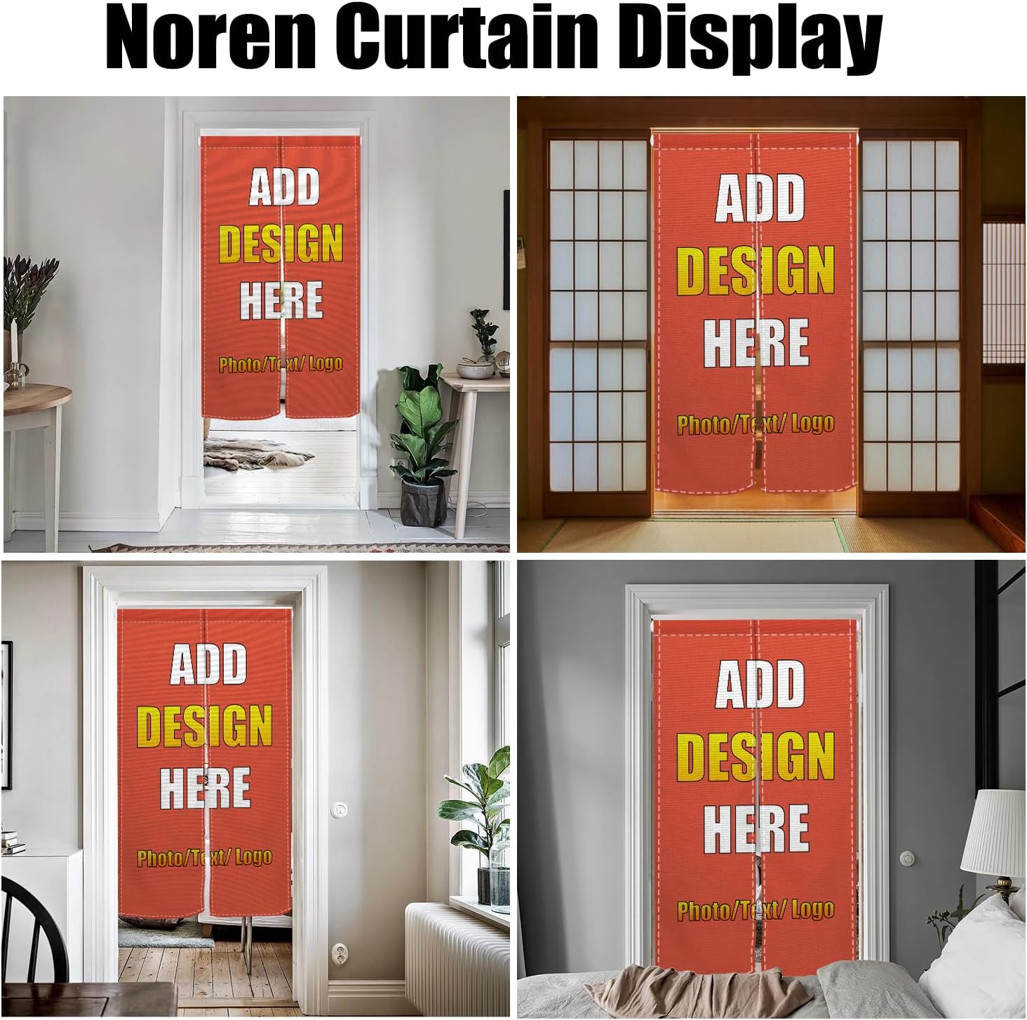 Custom Double Sided Noren Curtain with Photo Text Logo