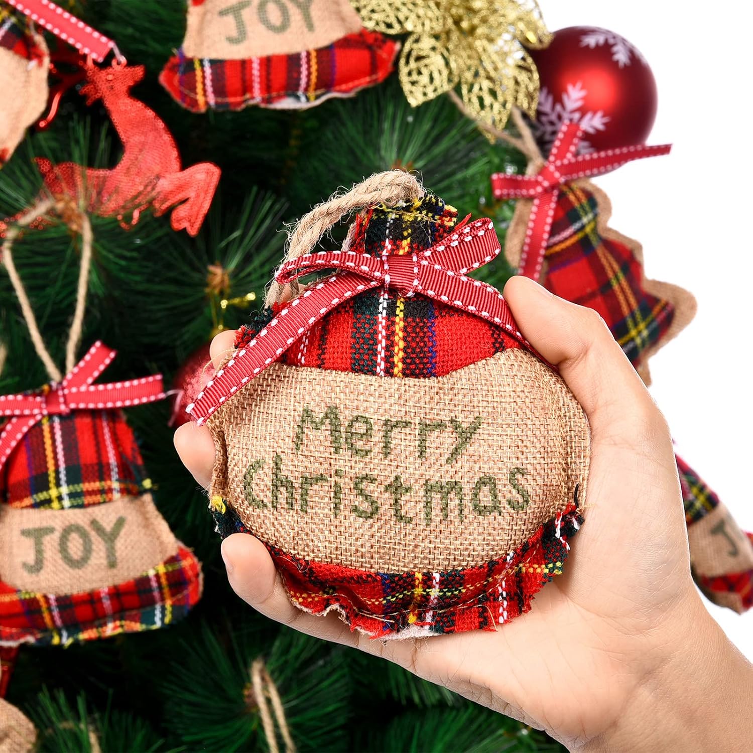 Jetec 20 Piece Rustic Burlap Christmas Ornaments Set
