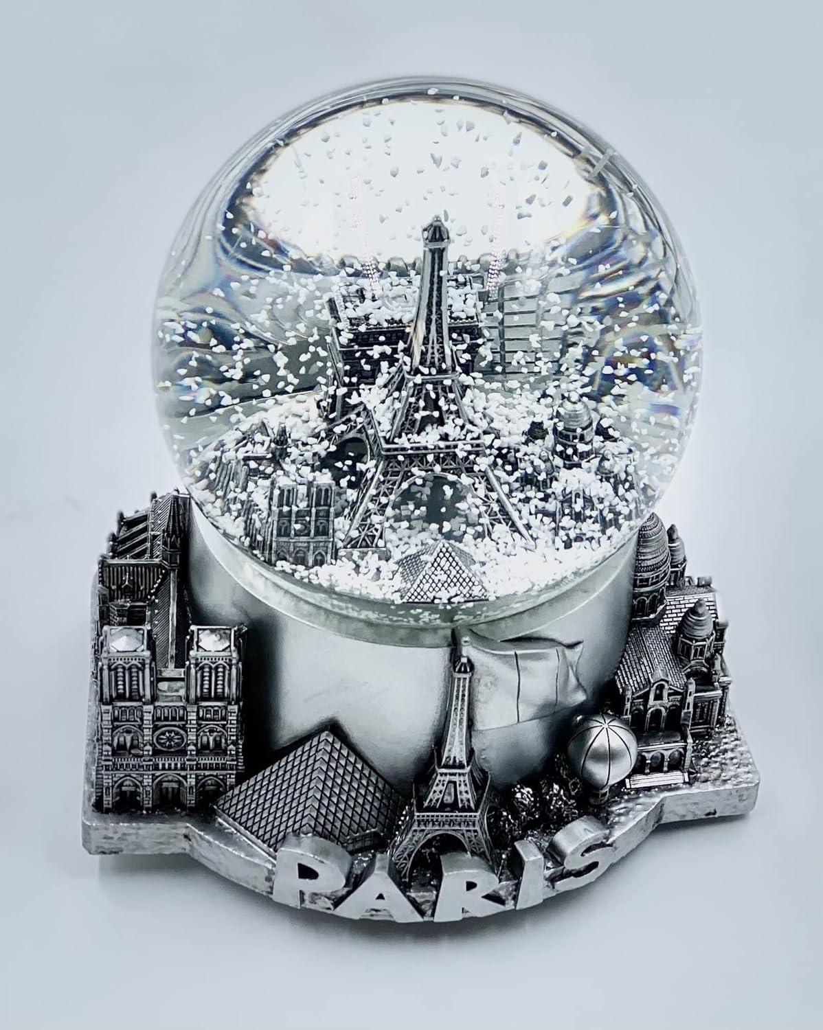 Paris Musical Snow Globe Romantic Gift Decor Silver