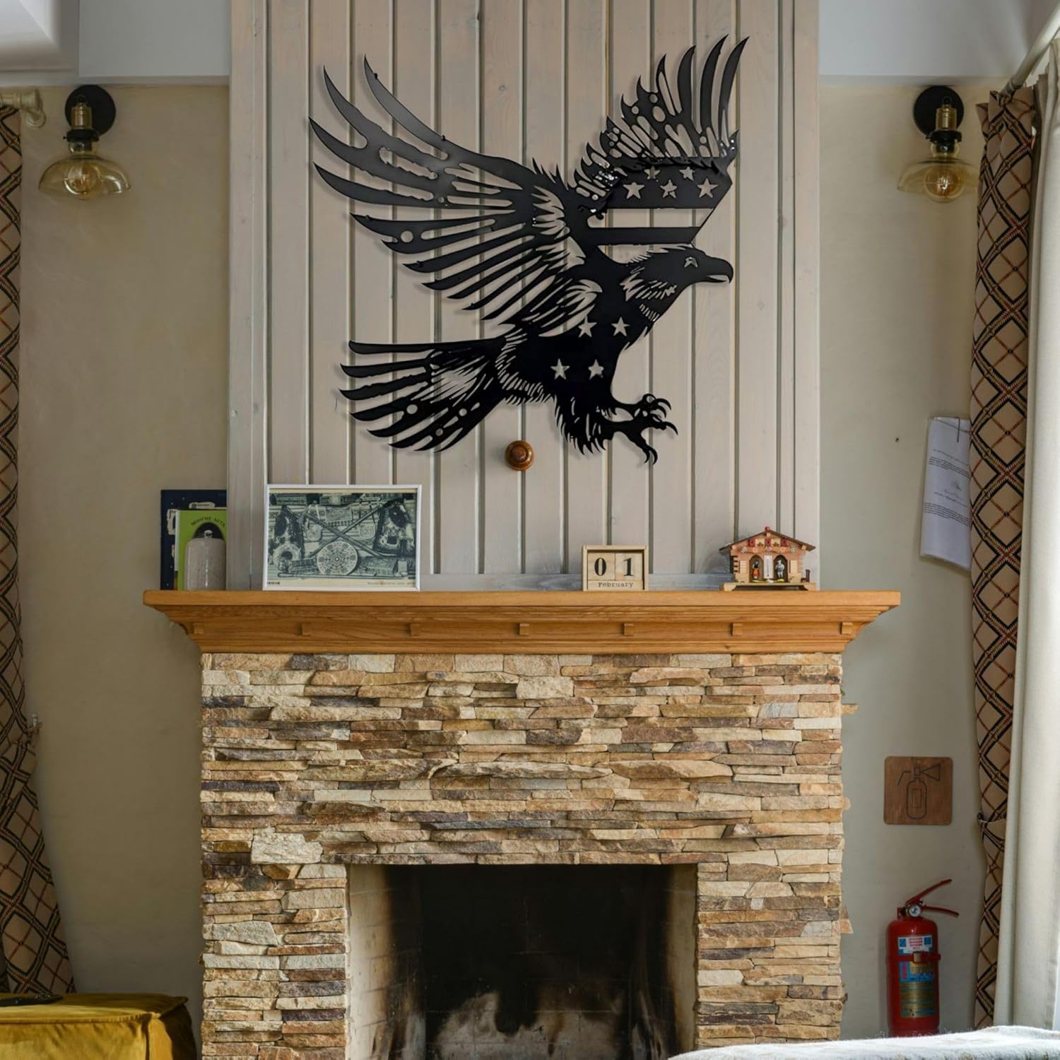 Patriotic Bald Eagle American Flag Metal Wall Art 30 Inches