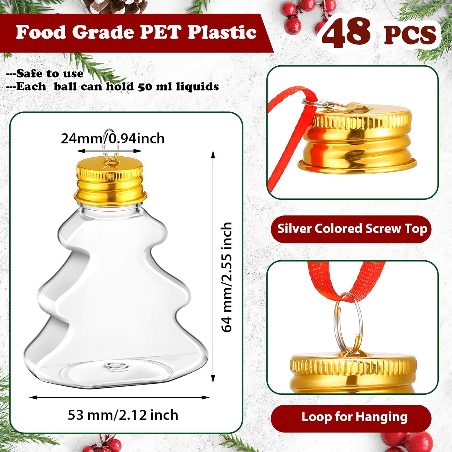 Patelai 48 Pcs Fillable Christmas Drink Balls