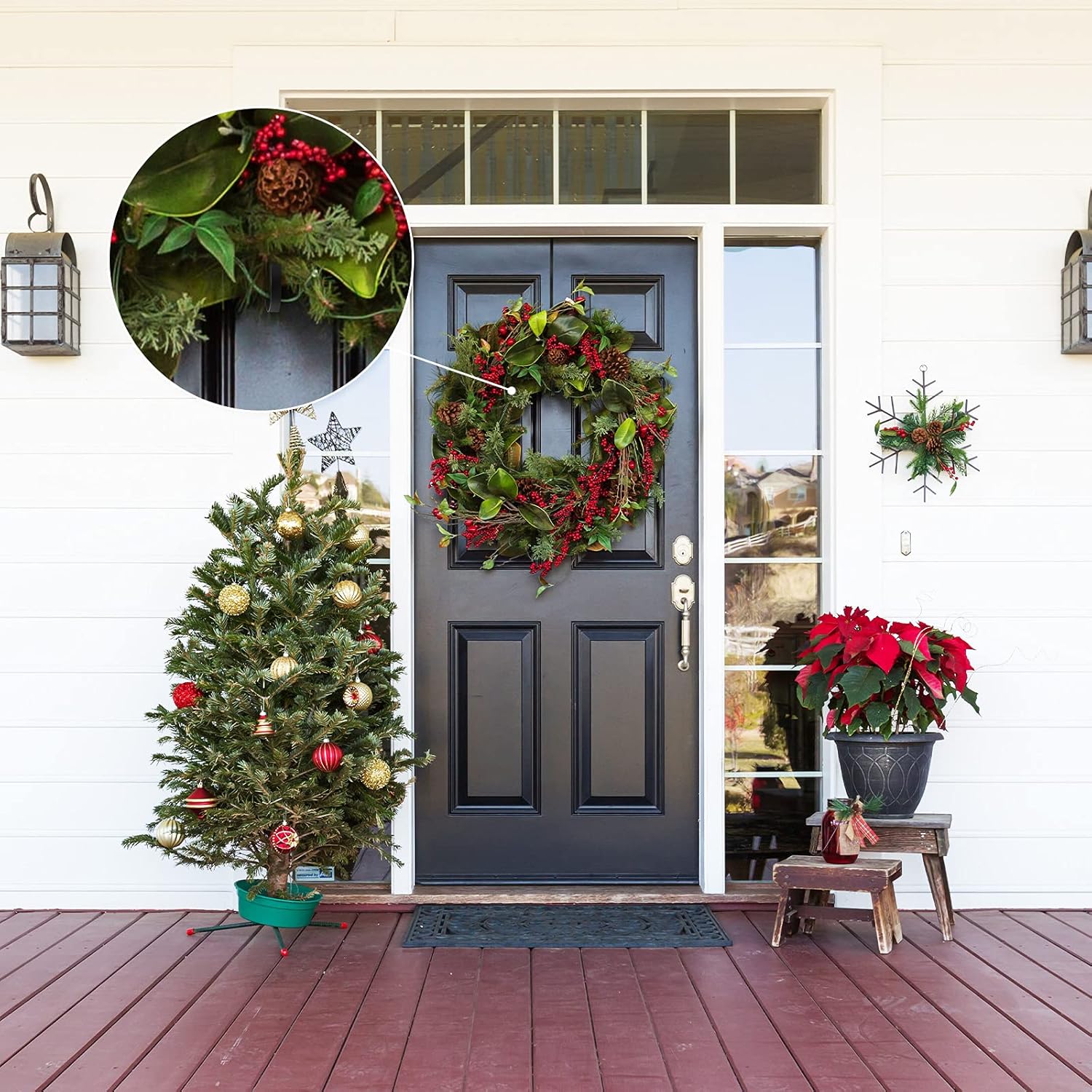 Hotop 16 Piece Christmas Wreath Hanger Door Hooks Set Black