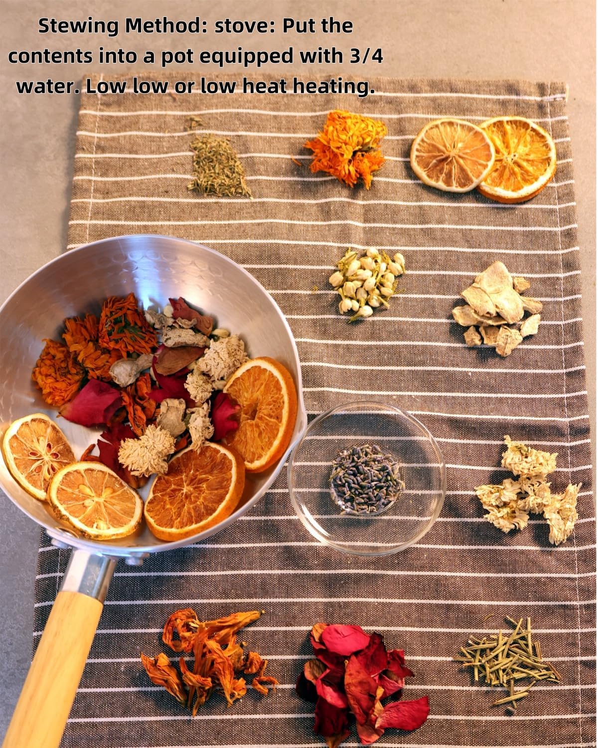 Fall Simmer Pot with Rose Lavender Dried Orange