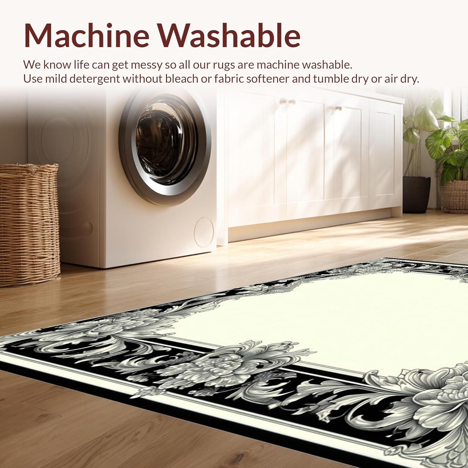 Ultra Soft 6x9 Area Rug with Baroque Pattern