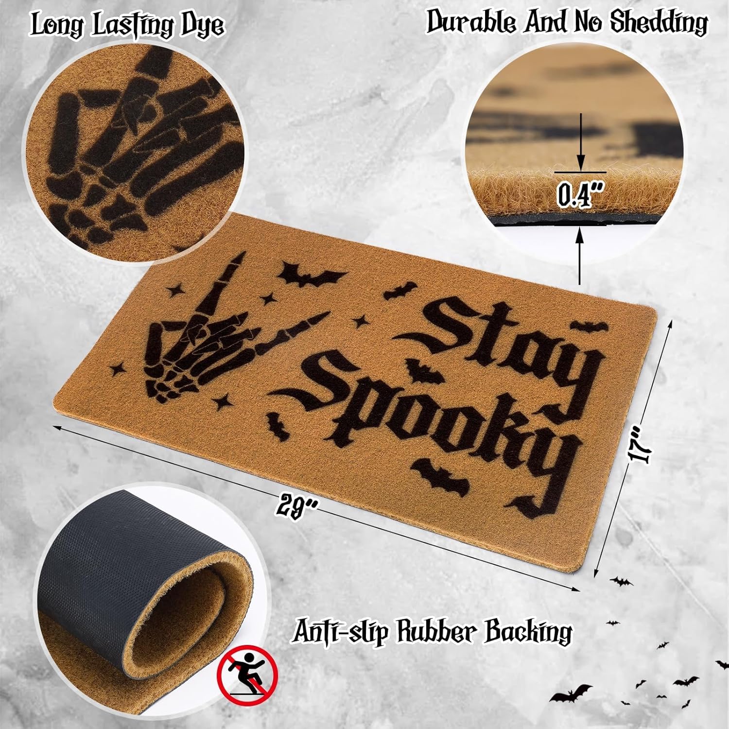 Ciyvolyeen Spooky Skeleton Welcome Mat Halloween Door Mat