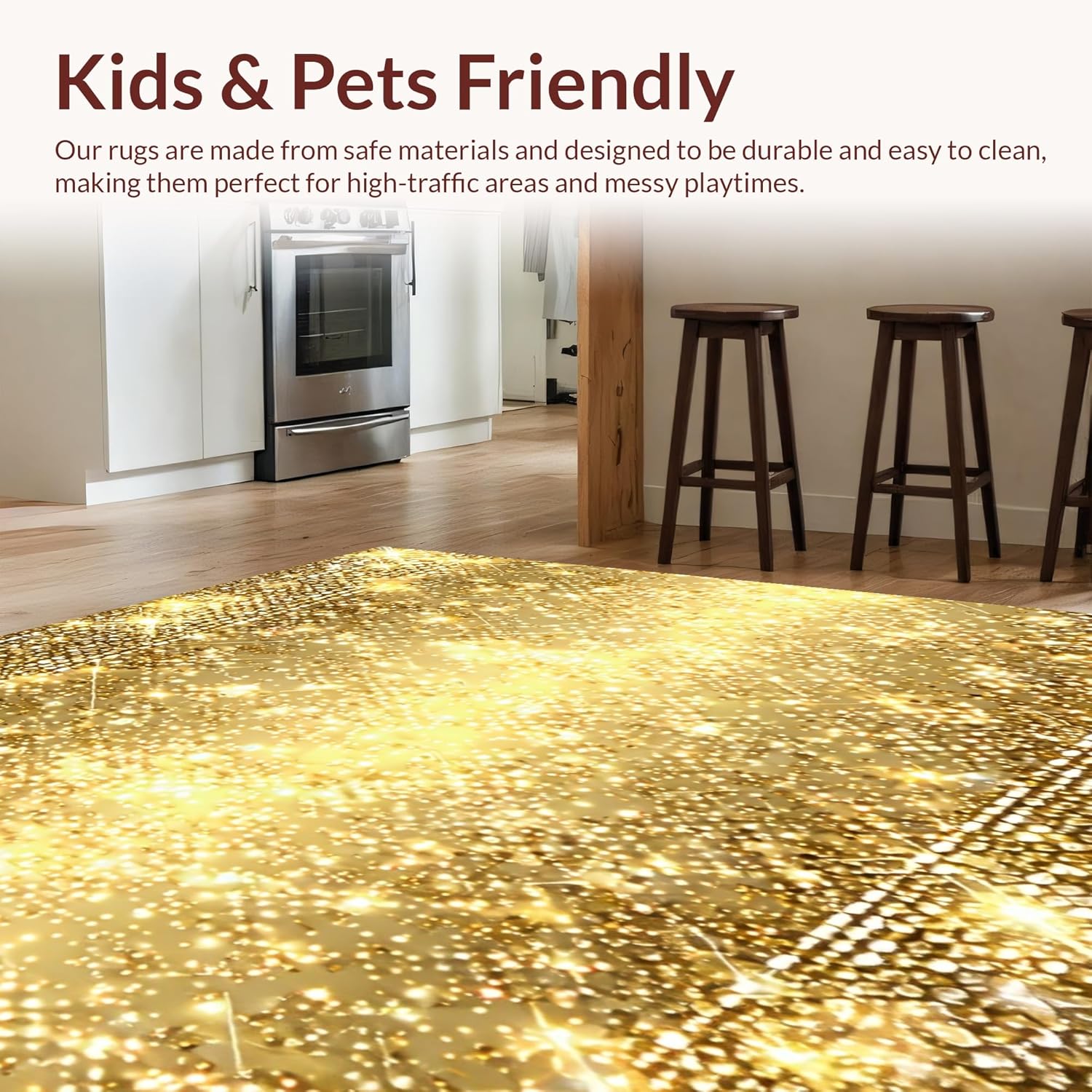 Ultra Soft Gold Area Rug 6x9 Non Slip