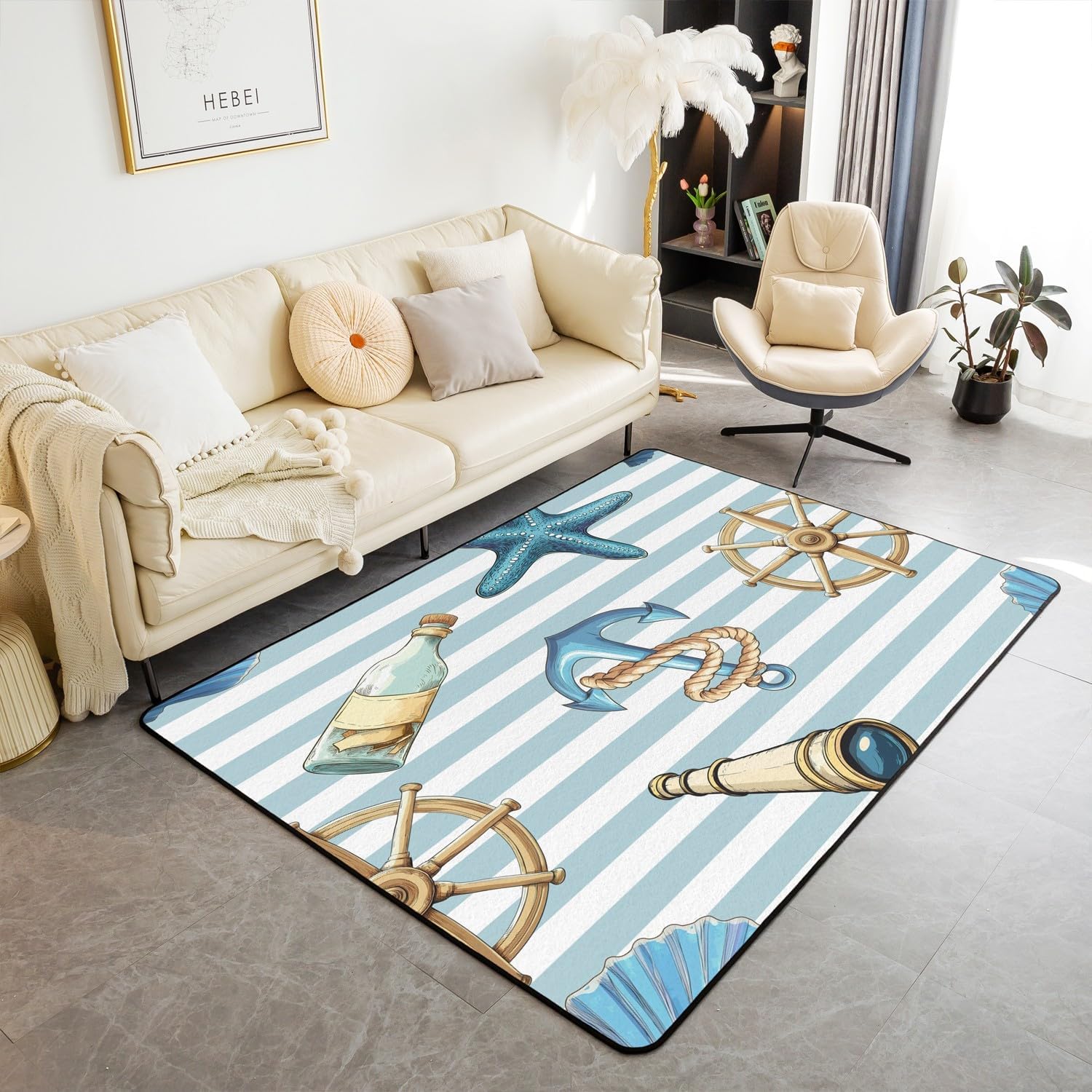 Nautical Area Rug 411 x 33 Ocean Rug for Kids