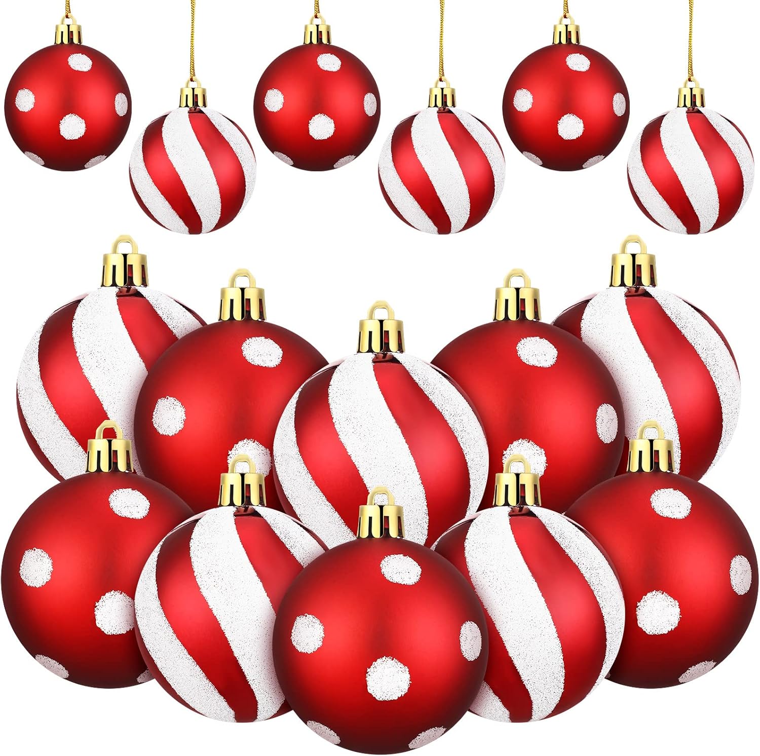 Jetec 12 Pcs Christmas Ball Ornaments Red White Shatterproof Decorations