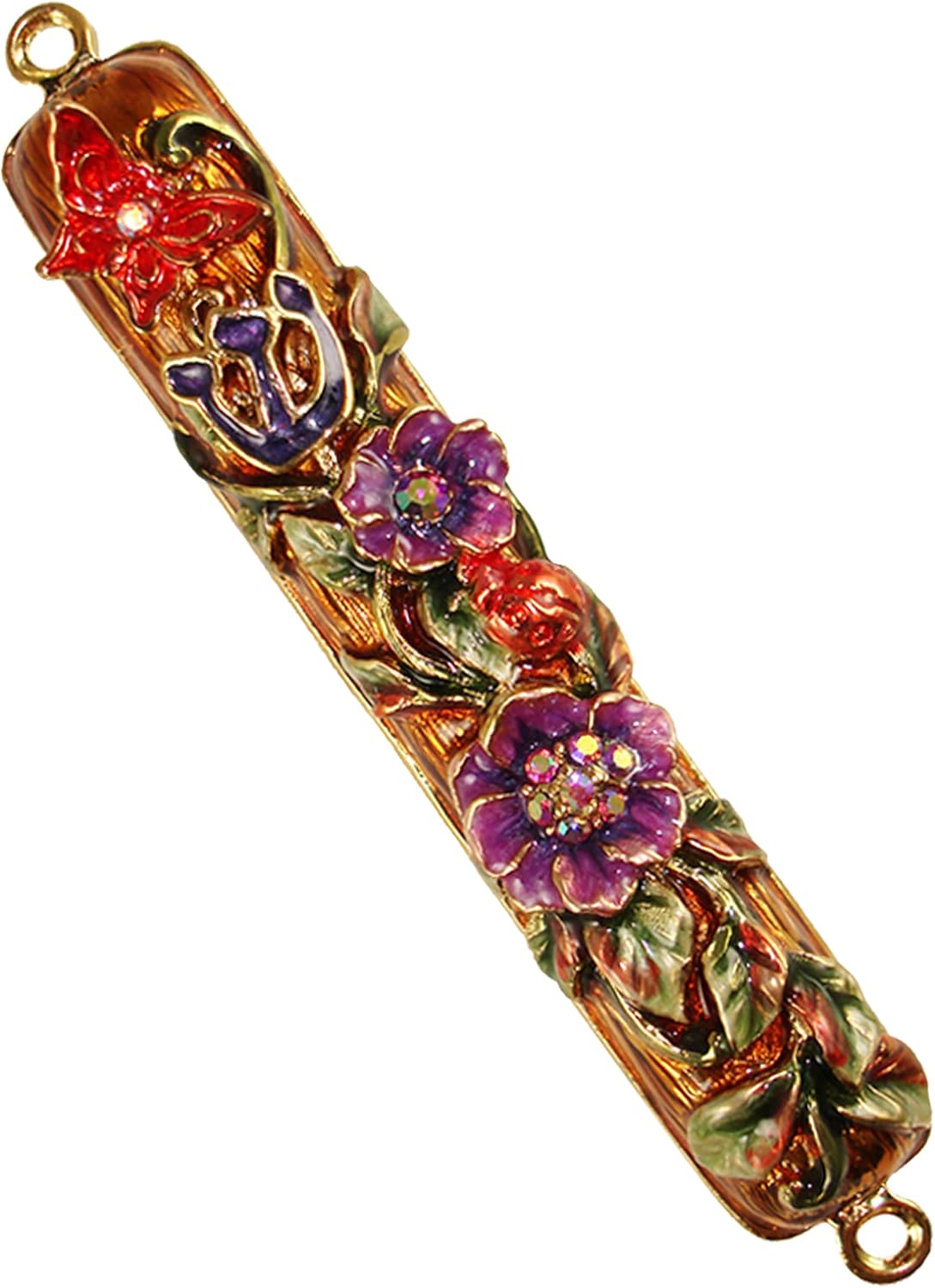 Beautiful Floral Enameled 4 Inch Mezuzah