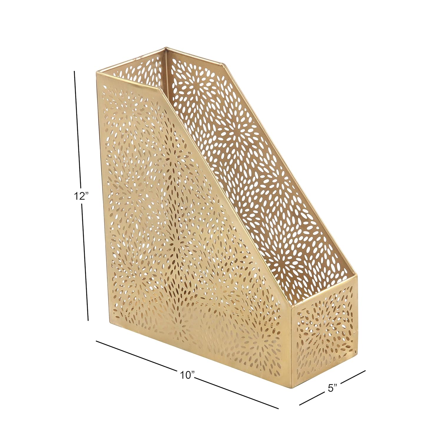 CosmoLiving Gold Magazine Holder with Floral Design