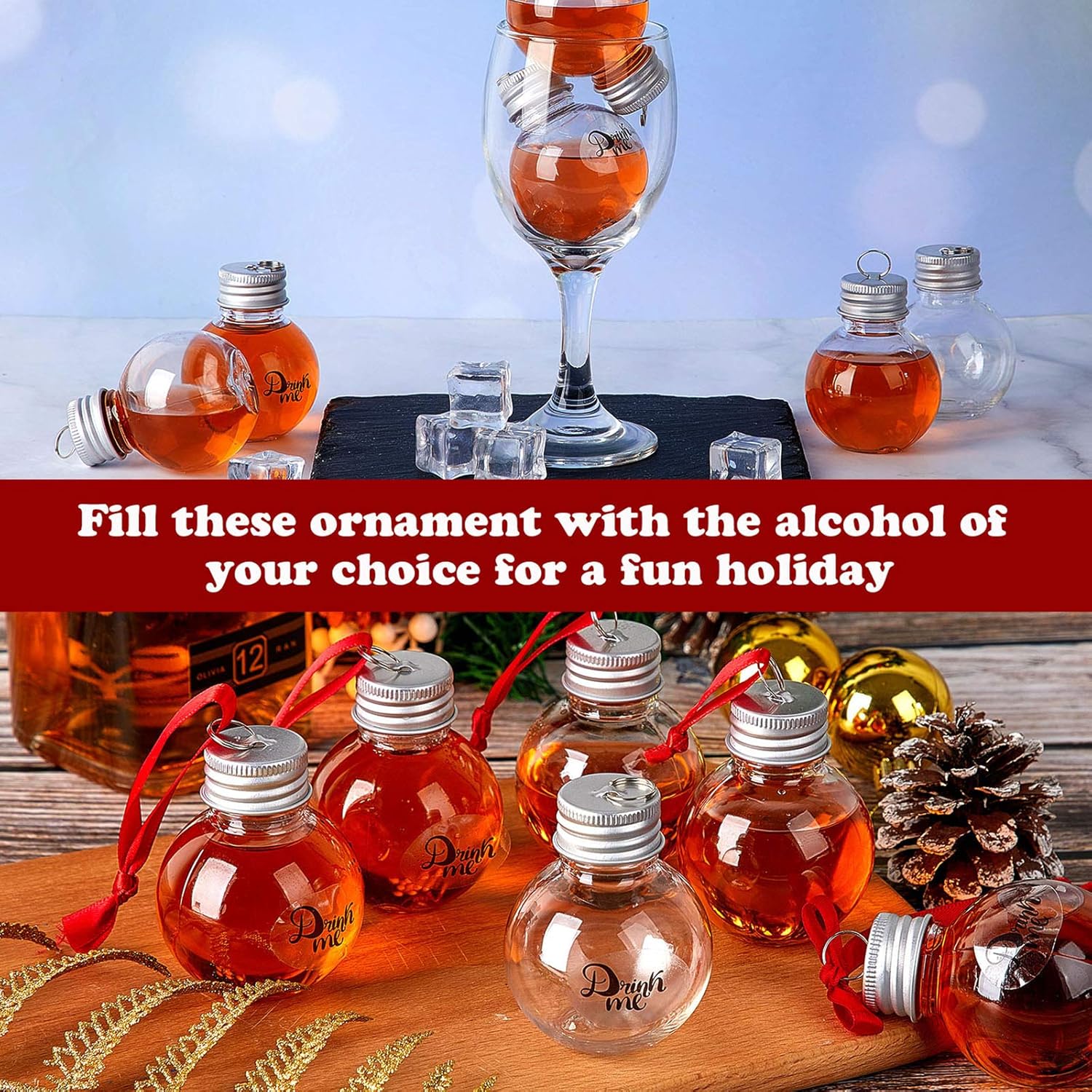 Patelai Christmas Booze Balls 12 Pieces Clear Hanging Ornaments