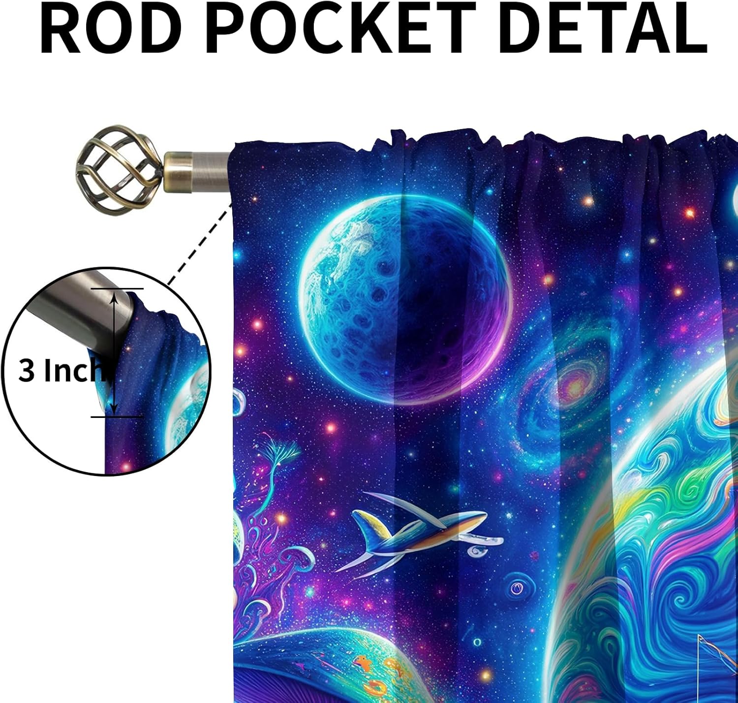 Abstract Mushroom Astronaut Blackout Curtains with Thermal Insulation