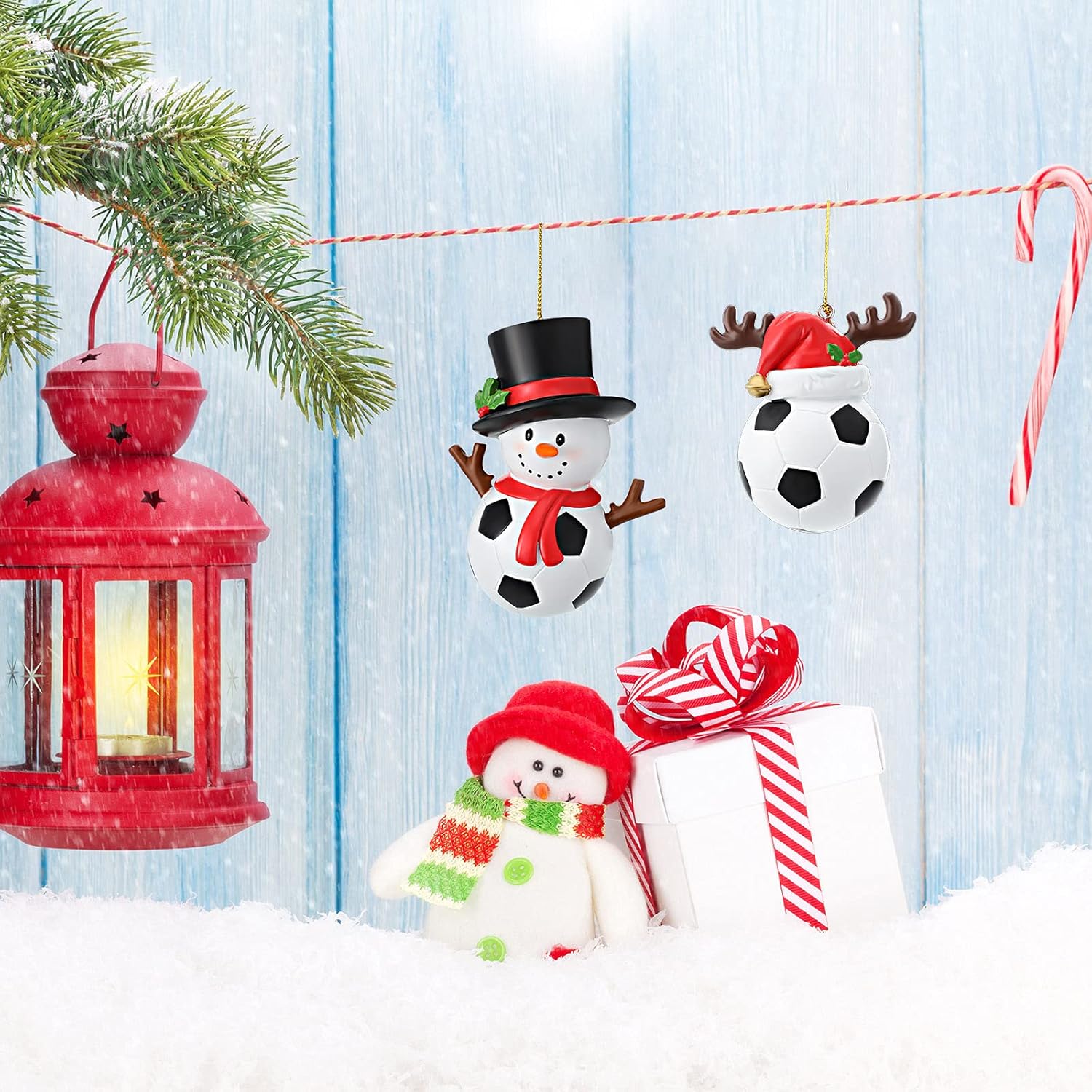 Jetec 2 Piece Christmas Football Pendant Set