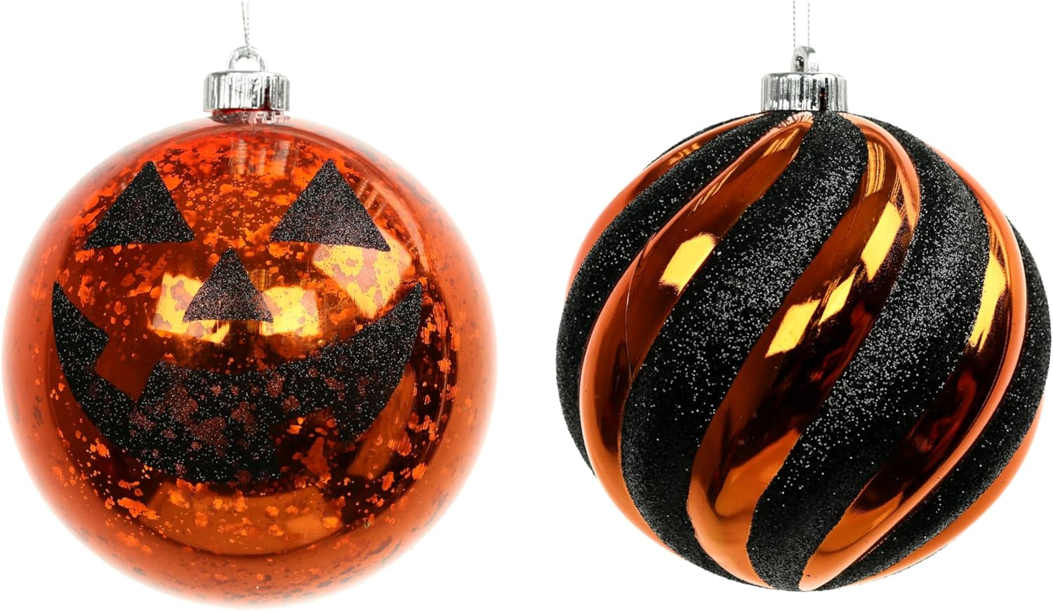 Ashland 6 Inch Black Orange Plastic Ball Ornaments Halloween Decor
