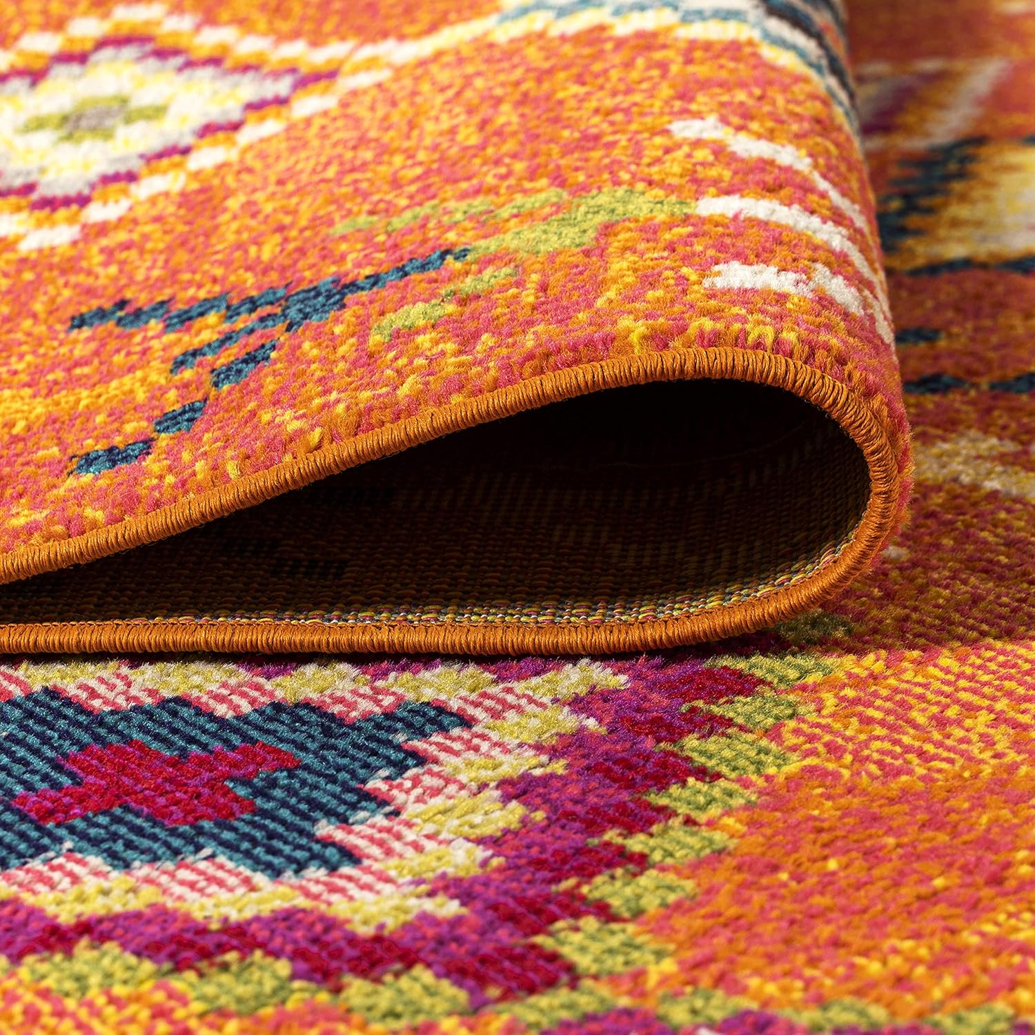 Tribal Love Geometric Indoor Runner Rug - 2x8 Orange Multi