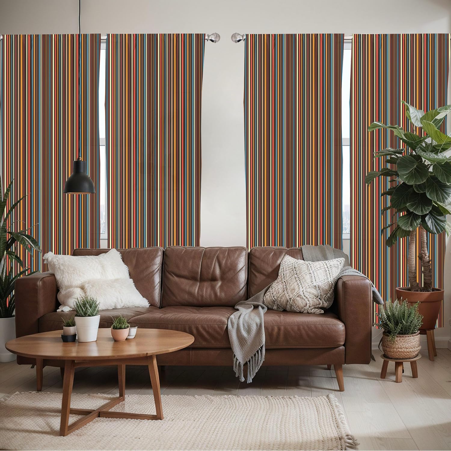 Ambesonne Striped Window Curtains Pack of 2