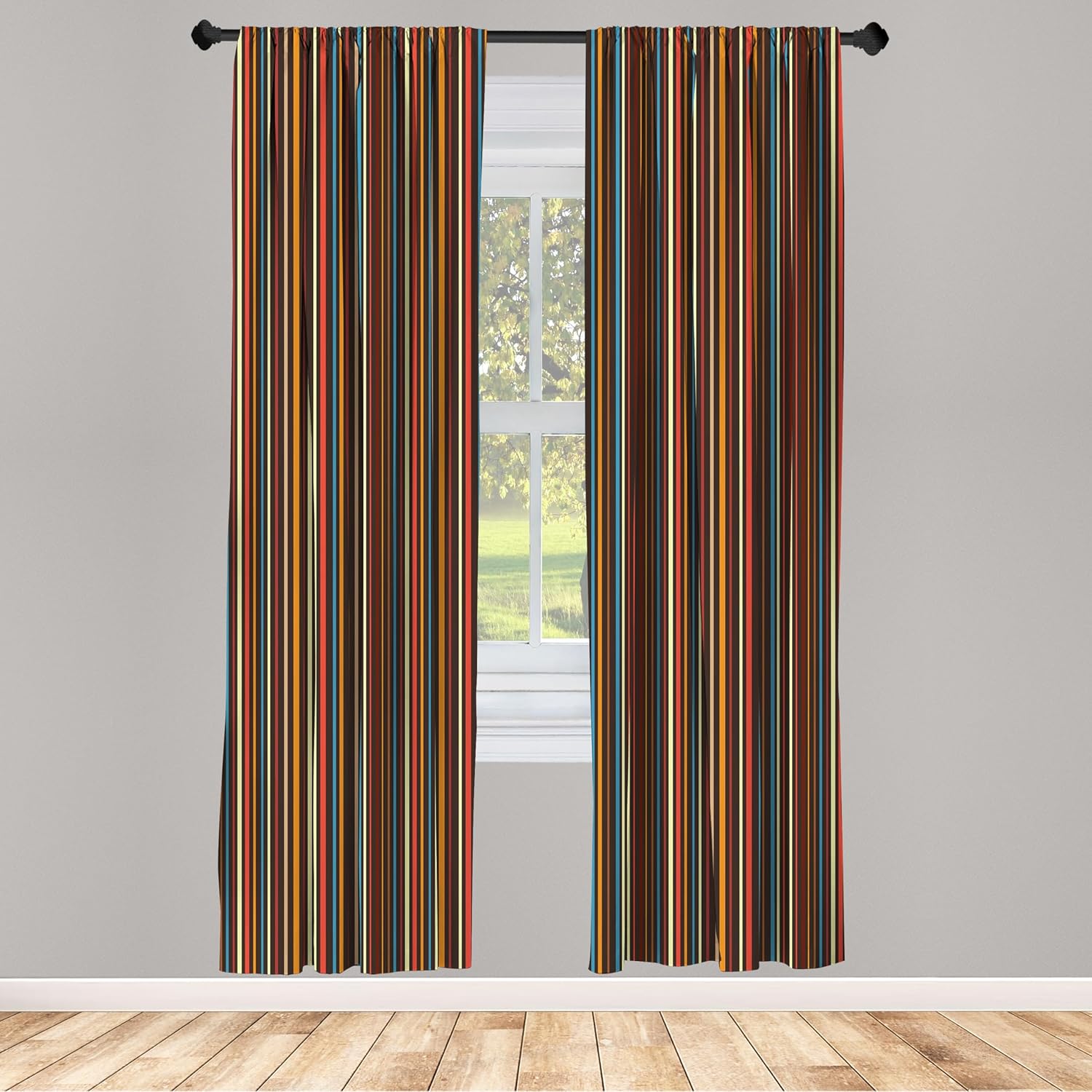 Ambesonne Striped Window Curtains Pack of 2