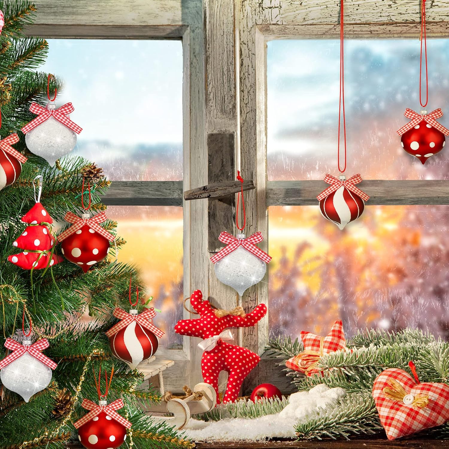 24 Pcs Shatterproof Candy Cane Christmas Ornament Decorations