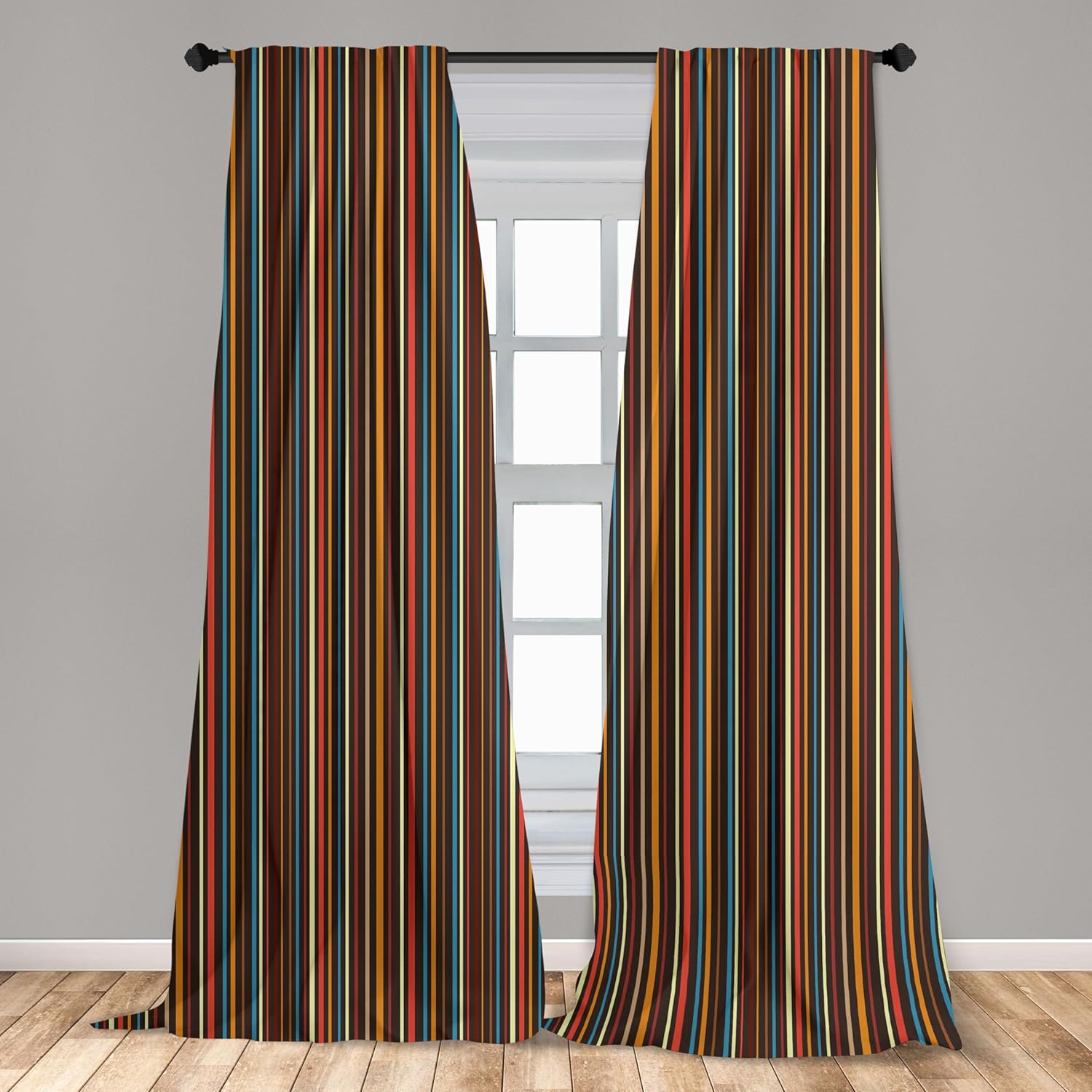 Ambesonne Striped Window Curtains Pack of 2