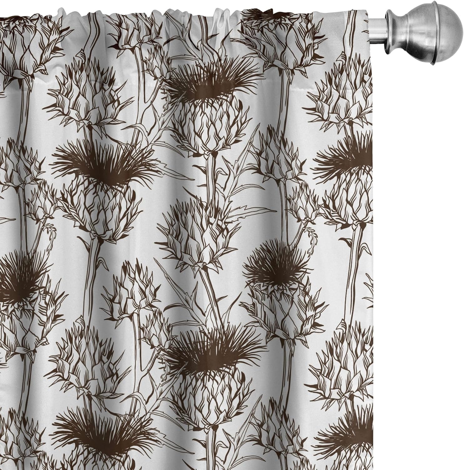 Ambesonne Thistle Curtains 2 Panel Set Brown White