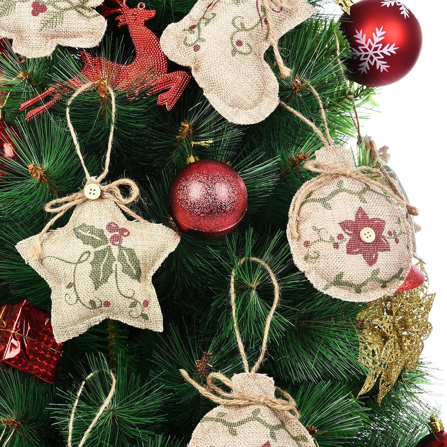 Jetec 16 Piece Rustic Christmas Burlap Decorations