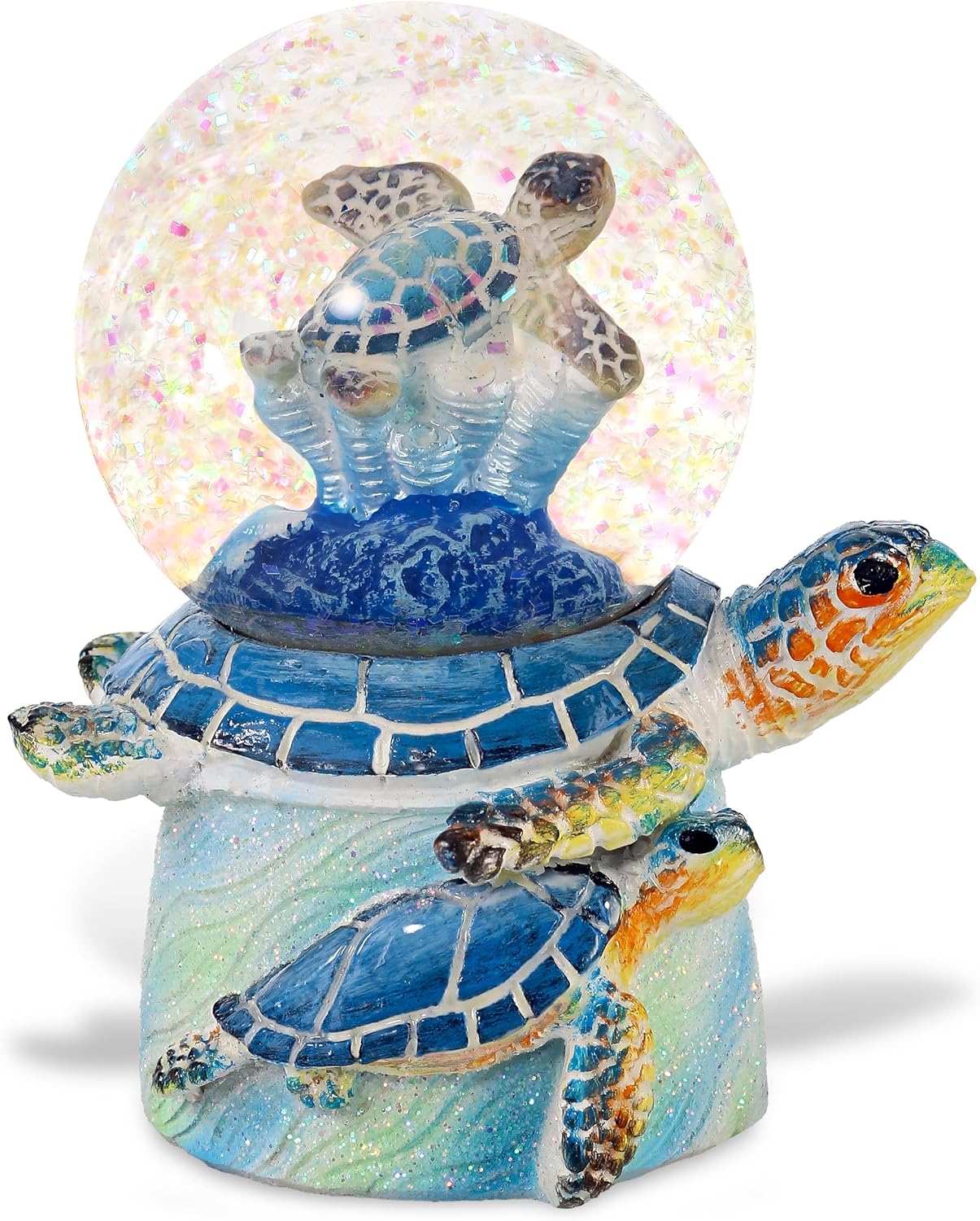 CoTa Global Blue Sea Turtle Snow Globe - Pink Glitter Inside