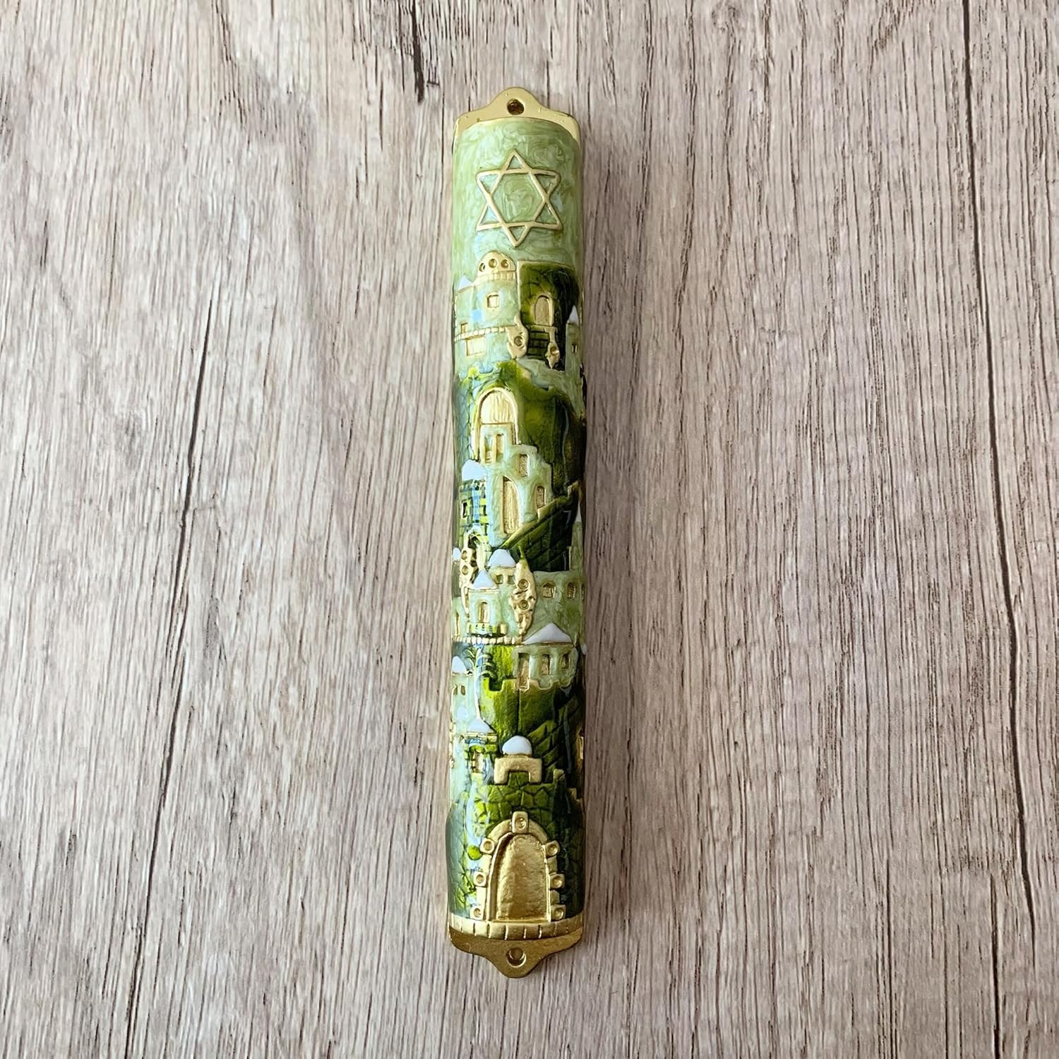 Exquisite Jerusalem Enamel Mezuzah - Premium Metal Design