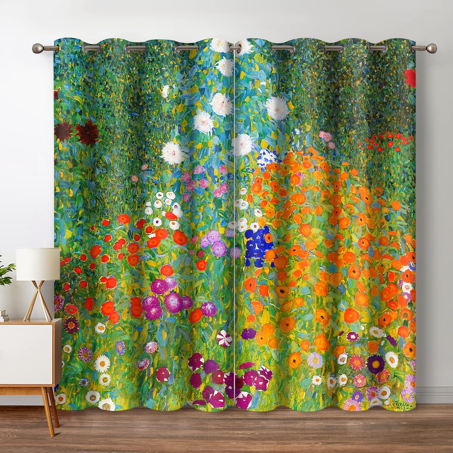 Jekeno Blackout Curtains with Flower Design 2 Panel Set