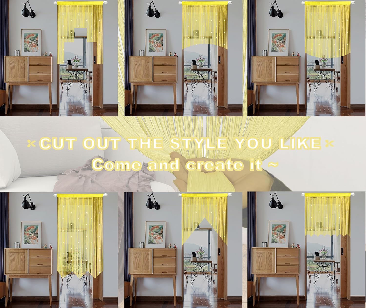 YIIBAII Beaded Curtain Yellow 39x110 Inches