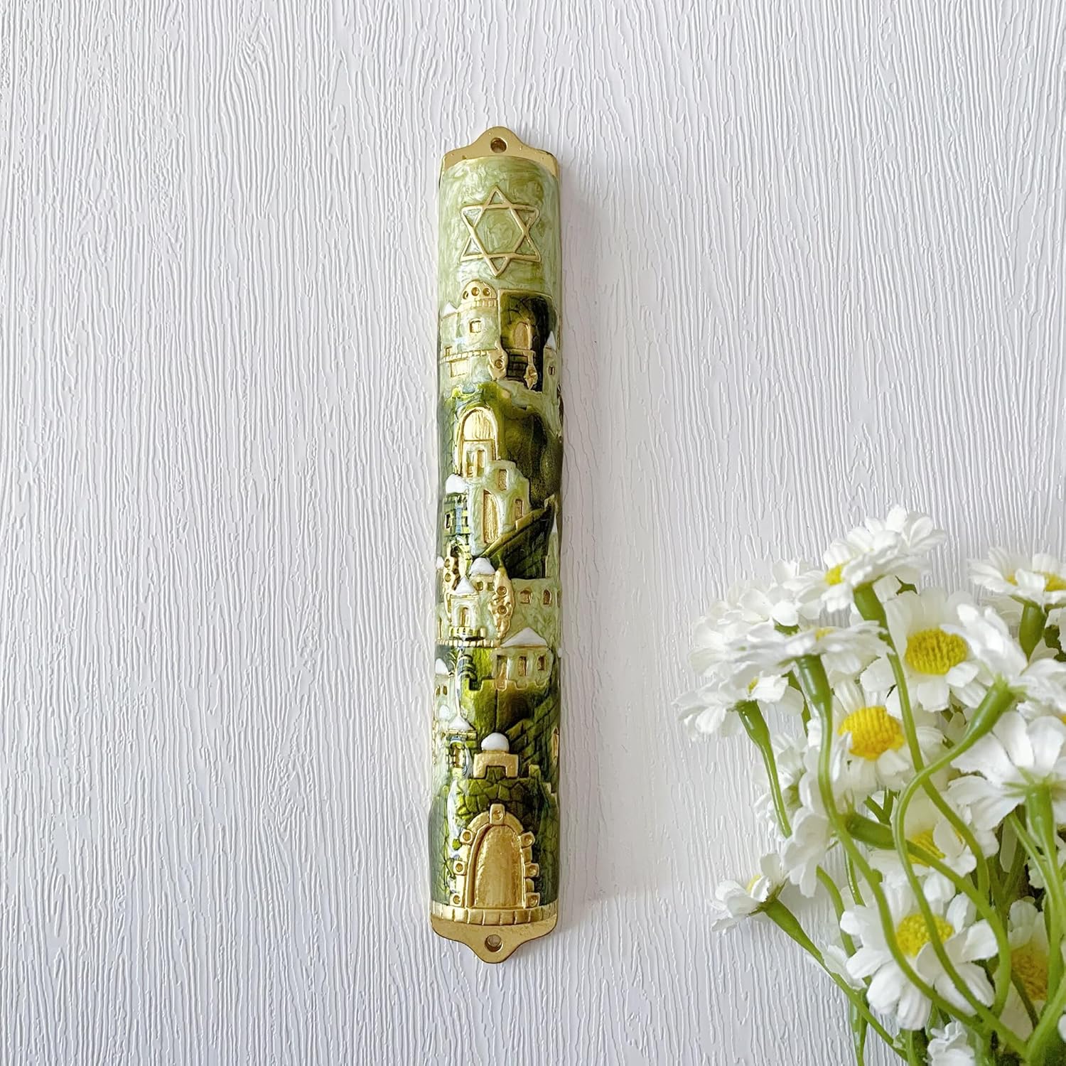 Exquisite Jerusalem Enamel Mezuzah - Premium Metal Design