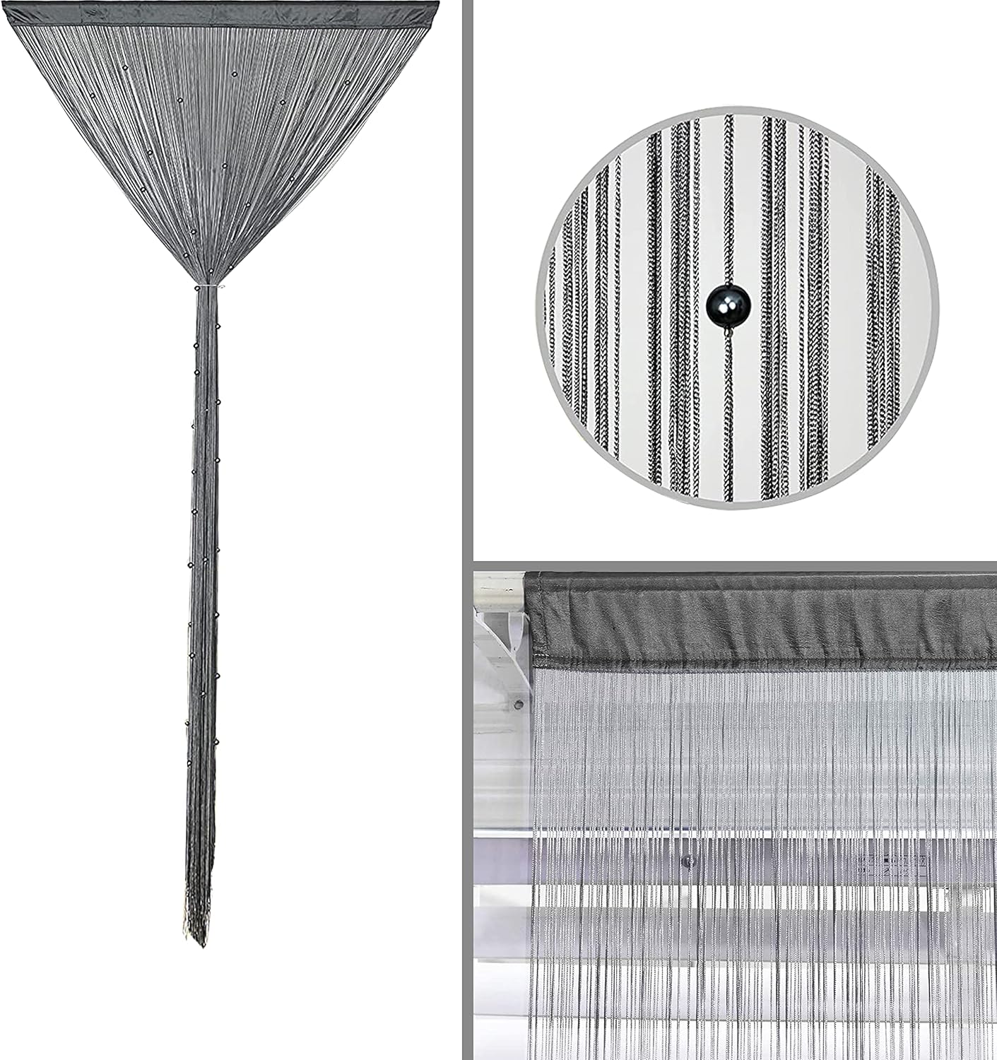 Beaded Curtain Door with Dense String and Fringe