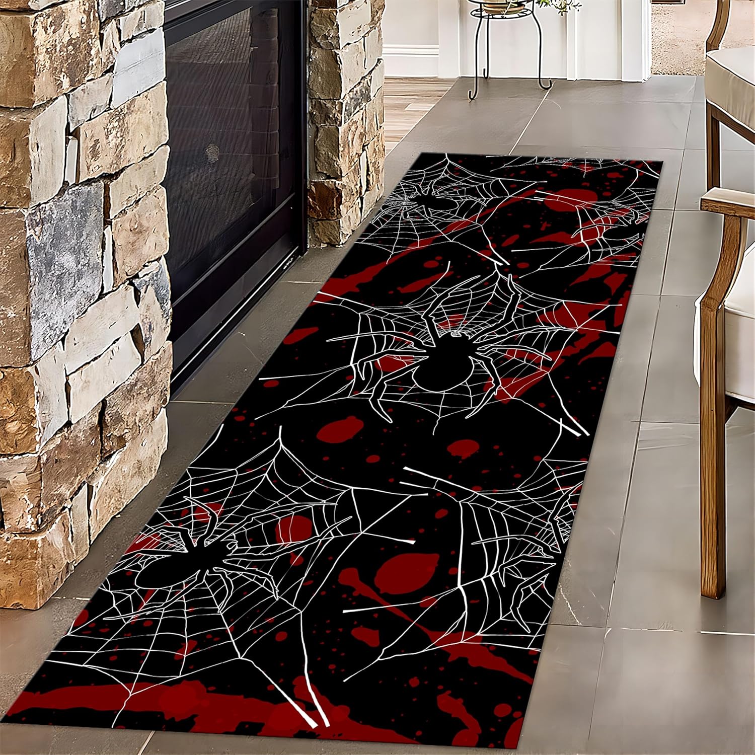 Gothic Spider Web Hallway Runner Rug 13x7ft