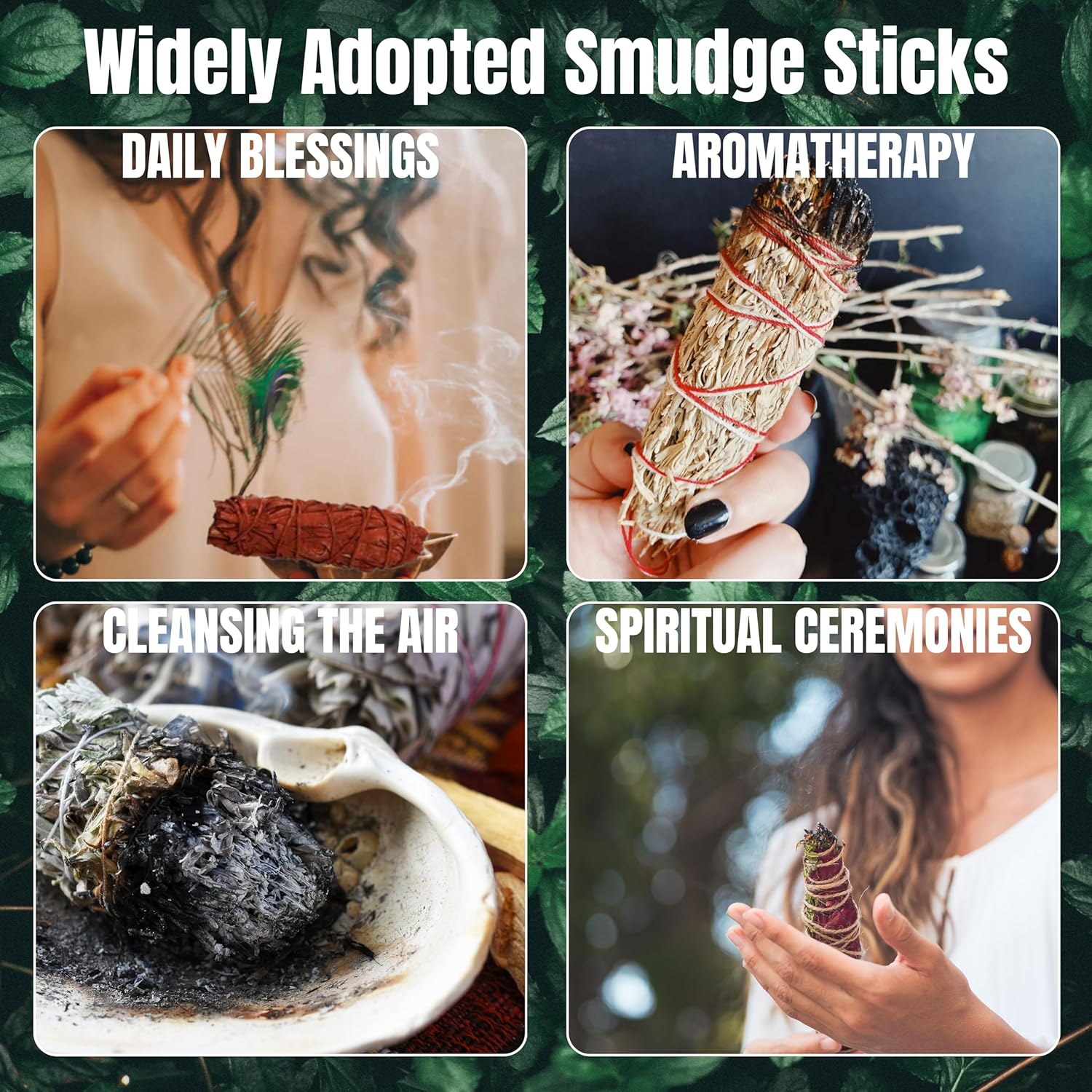 Ancient Veda 3 Pack Smudge Sticks with Guide for Cleansing and Meditation