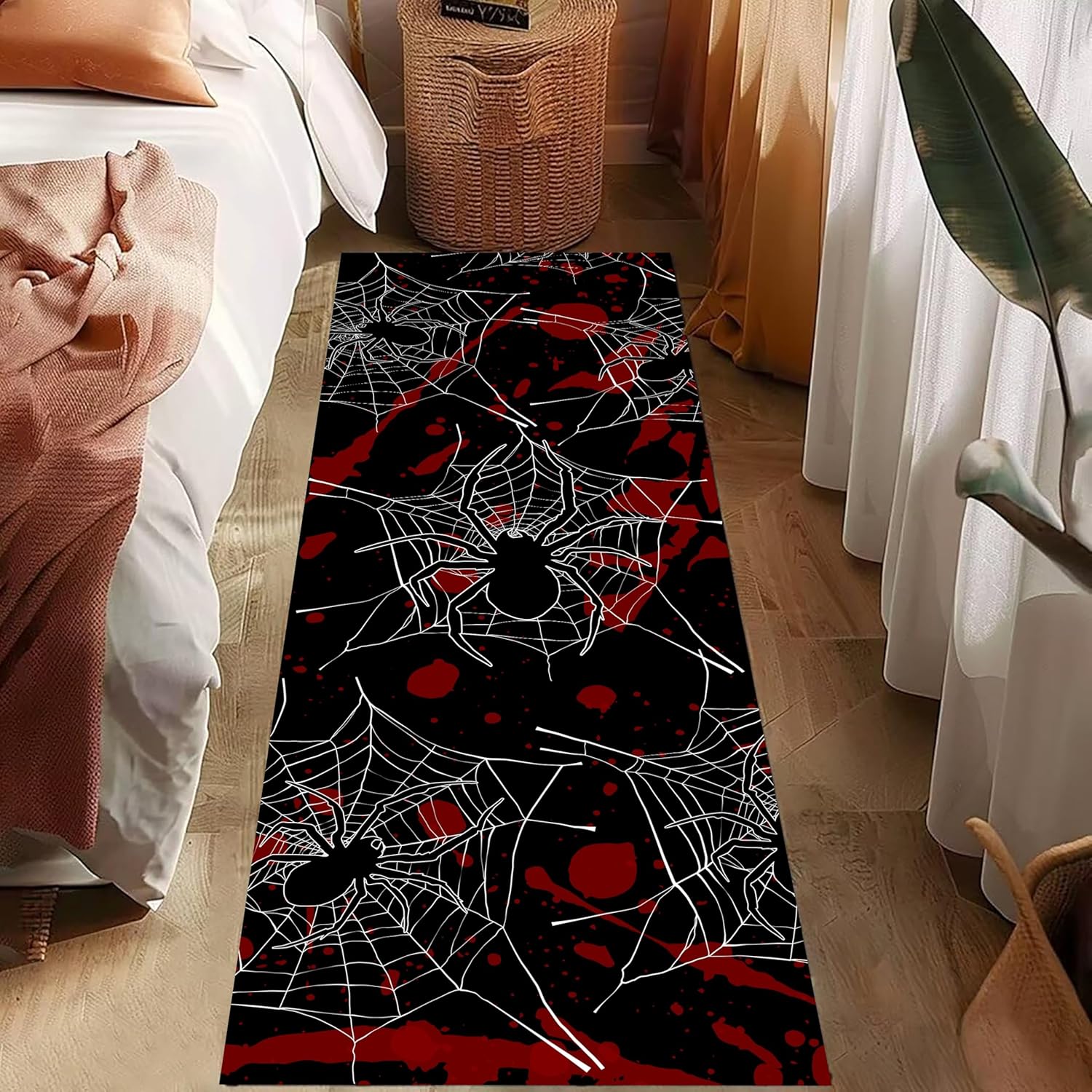 Gothic Spider Web Hallway Runner Rug 13x7ft