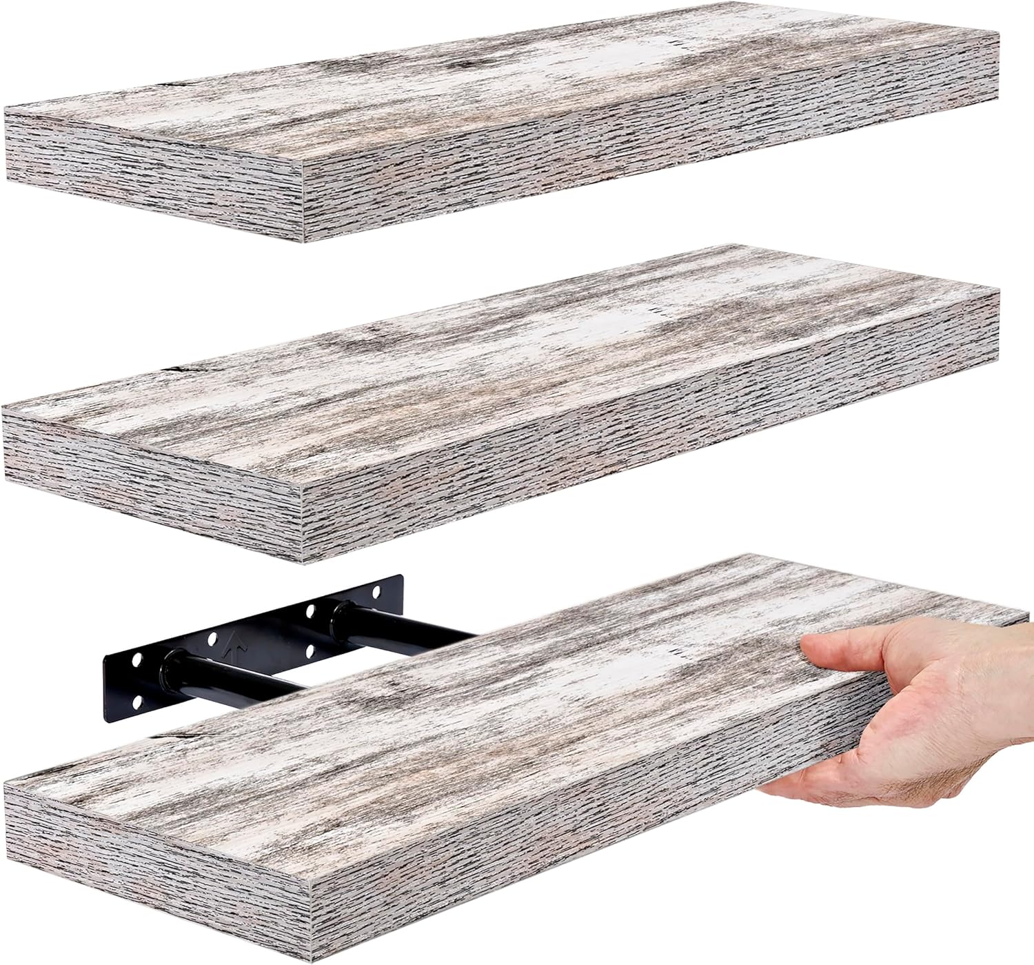 Sorbus Floating Shelves 3 Pack 16 Inch Rustic