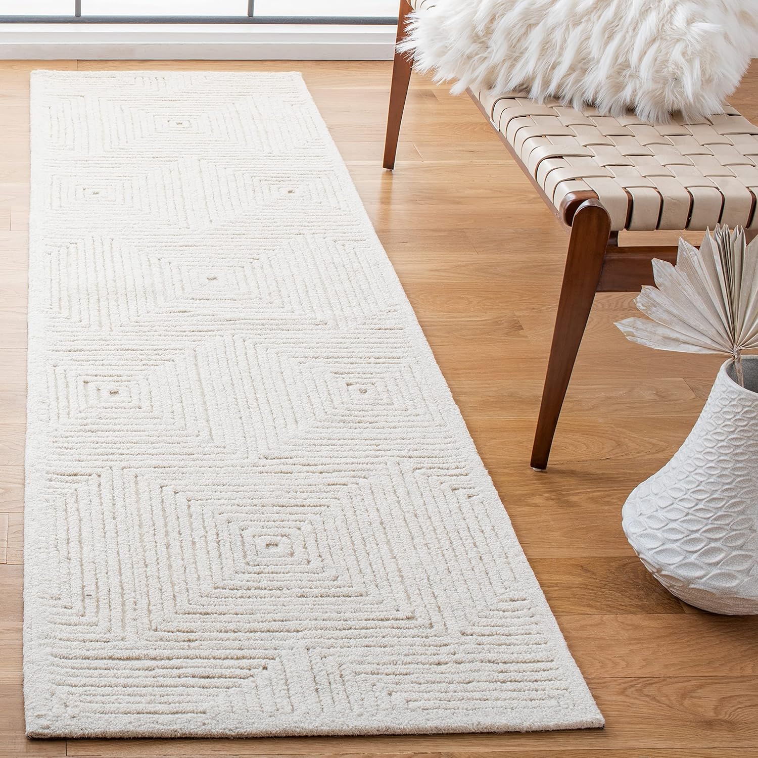 SAFAVIEH Textural Runner Rug 23 x 6 Ivory