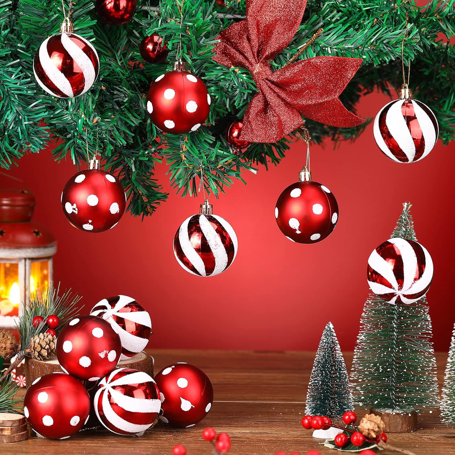 Jetec 12 Pcs Christmas Ball Ornaments Red White Shatterproof Decorations