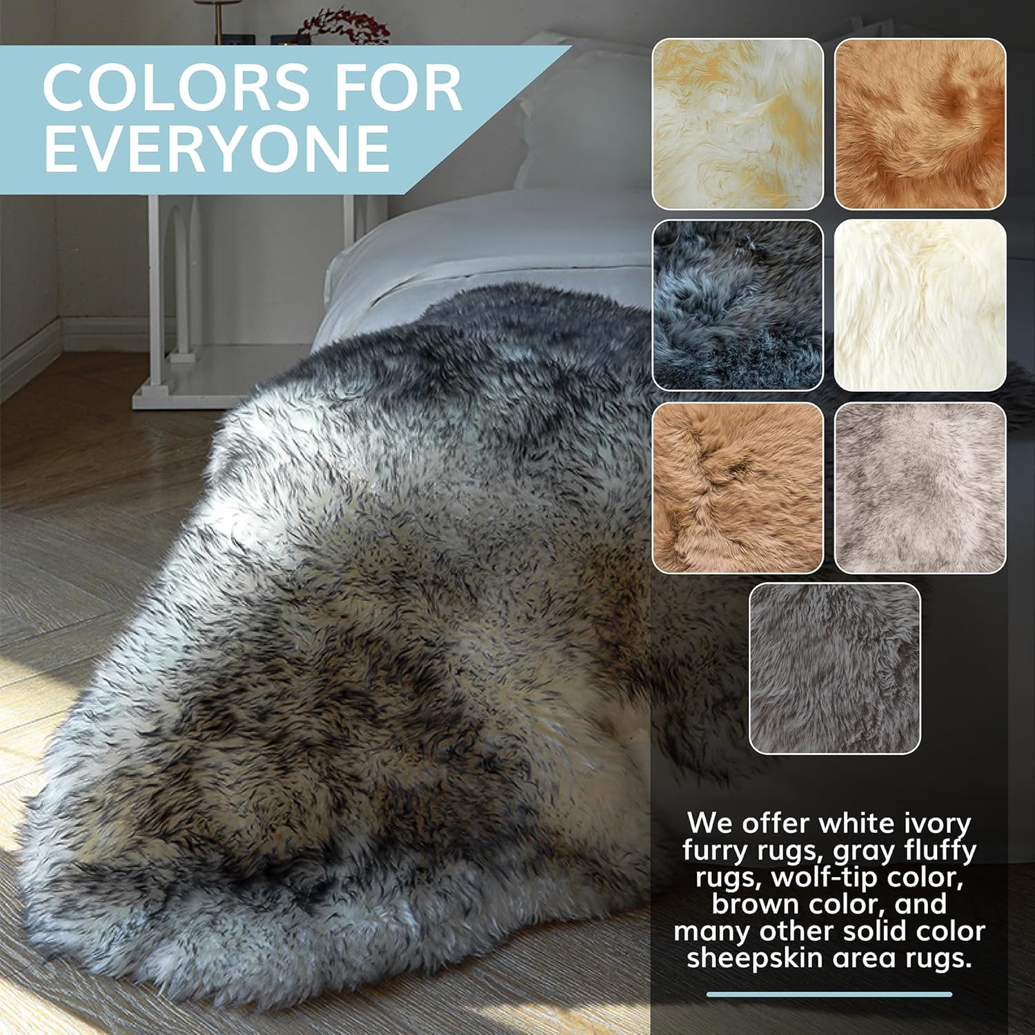 WaySoft New Zealand Sheepskin Area Rug - Ivory 2ft x 3ft